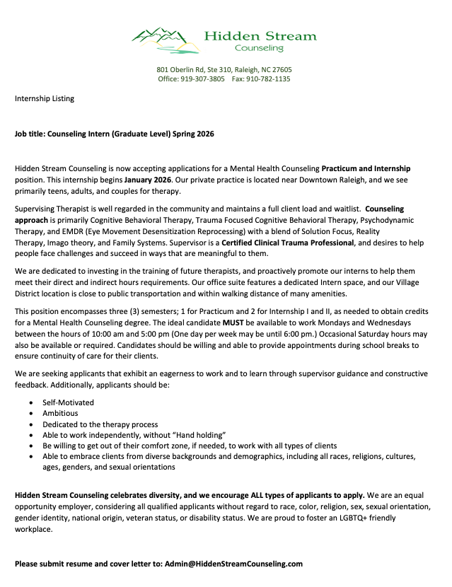 Internship announcement